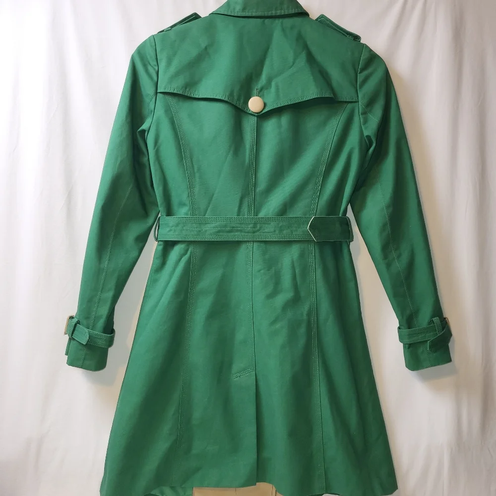 The Carnaby London Trench Coat Women's Size Medium Green Tan Classic‎